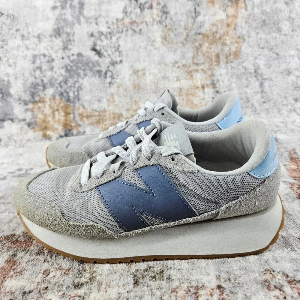 New Balance 237 Shoes Womens‎ 6B Grey Blue Suede Mesh Lifestyle Sneakers WS237FE